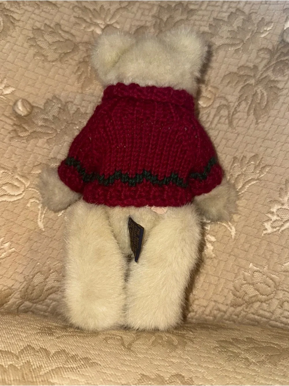 Boyds Bear 8.5” Cream Plush Teddy Red Sweater Jointed Moving Limbs Toy